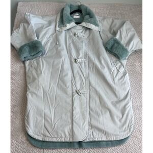 Finn Flare Jacket Coat Size Large Mint Green Faux Fur Shirt Style L 14